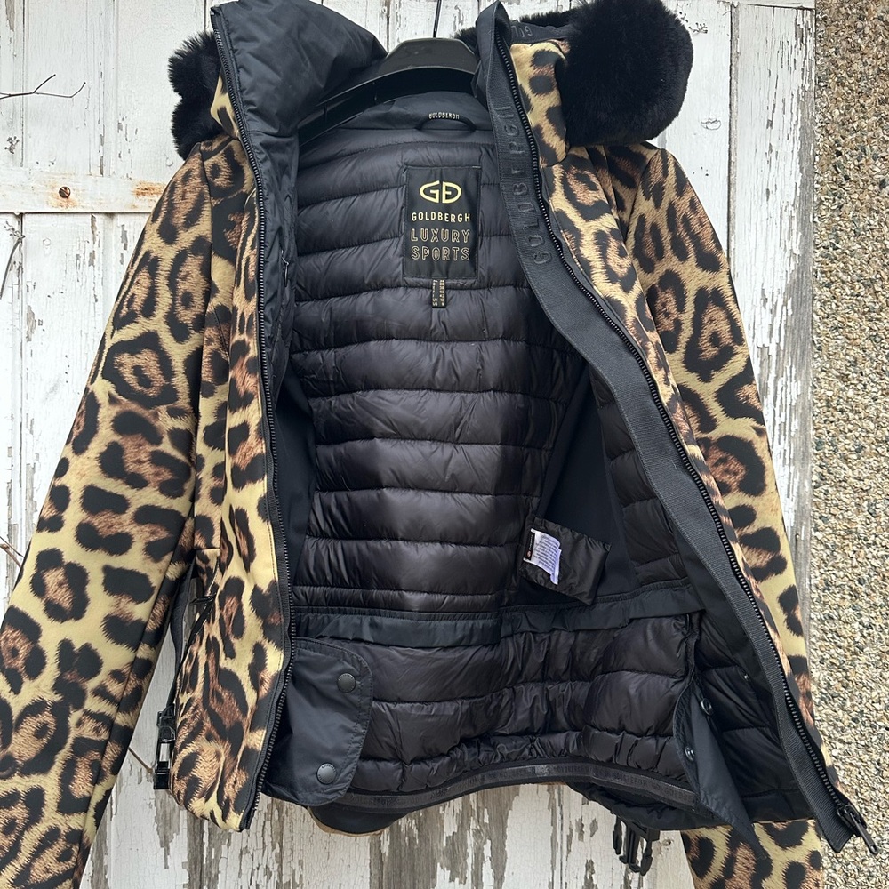 NWT Goldbergh Felis Down Ski Jacket 8 Jaguar Belted M Leopard NEW Puffer Jungle - Picture 9 of 16